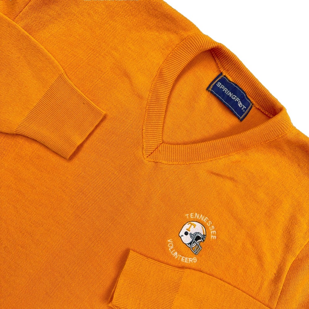 Vintage Tennessee Volunteers Sweater Men Large Orange V Neck Acrylic USA 90s